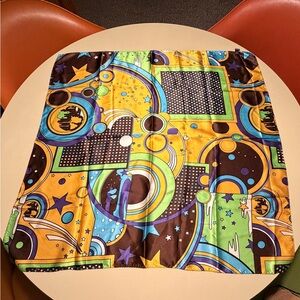 100% Silk Retro Square Scarf | Colorful Abstract Geometric | 30”